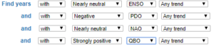 World Climate Service Analog Selection Menu