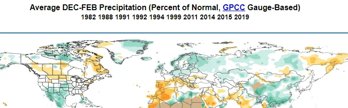 Positive NAO rainfall anomaly during winter.